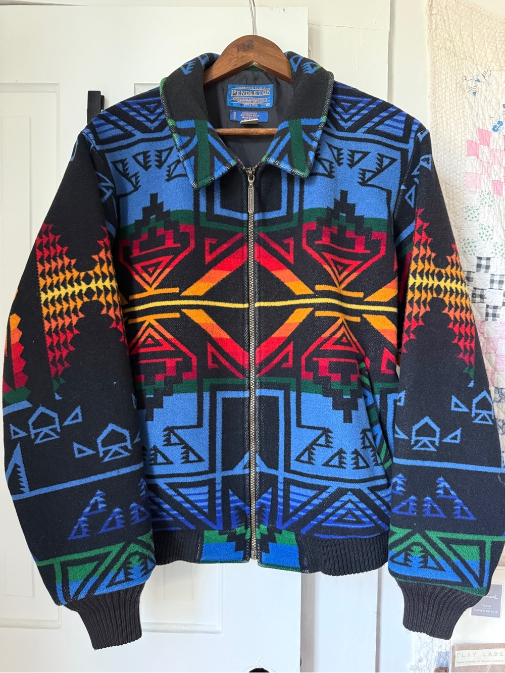 Pendleton Multicolor Aztec Zip-Up Jacket in Black, Blue & Red